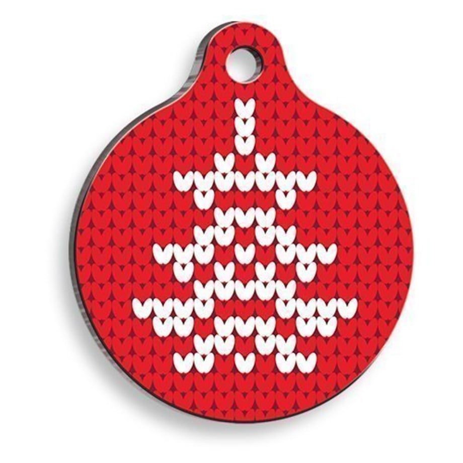 Christmas Series Pixel Tree Round Pussy And Dog Tag