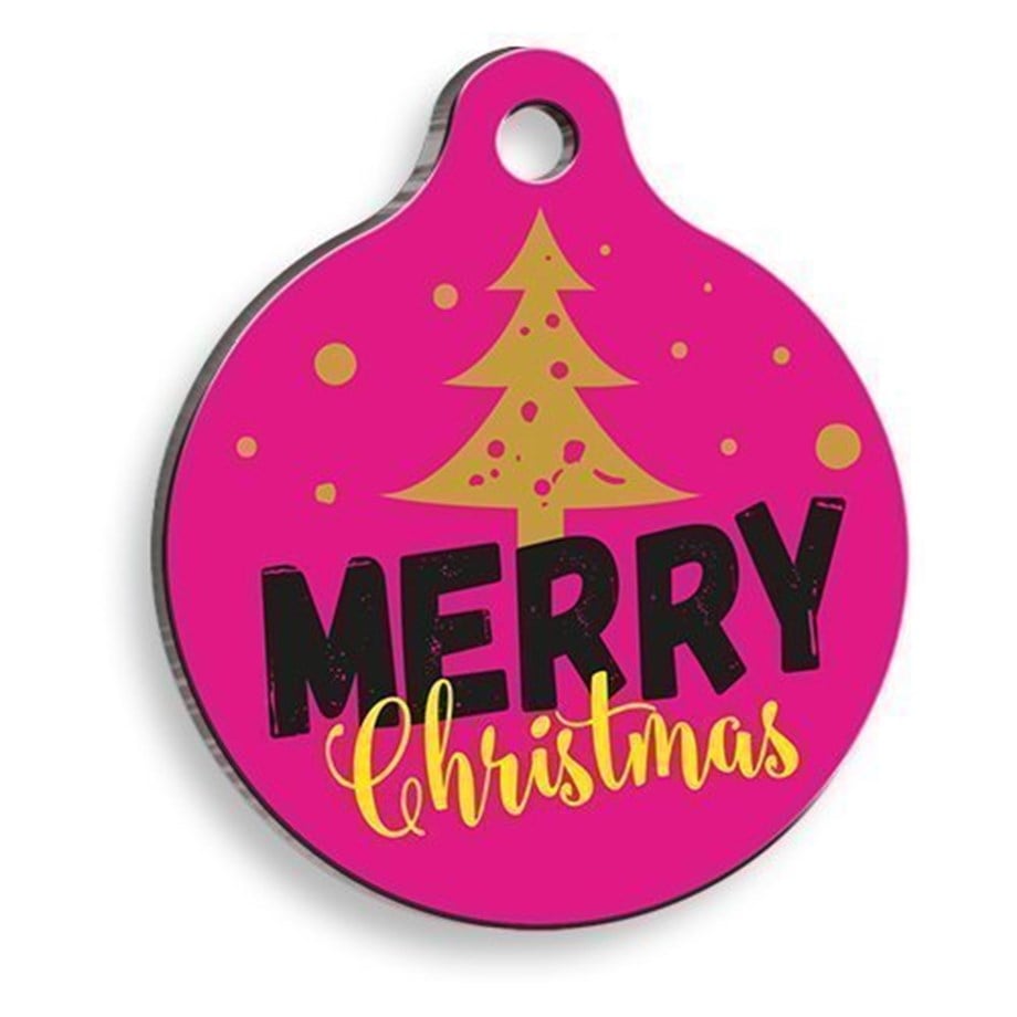 Christmas Series Purple New Year Round Cat And Dog Tag