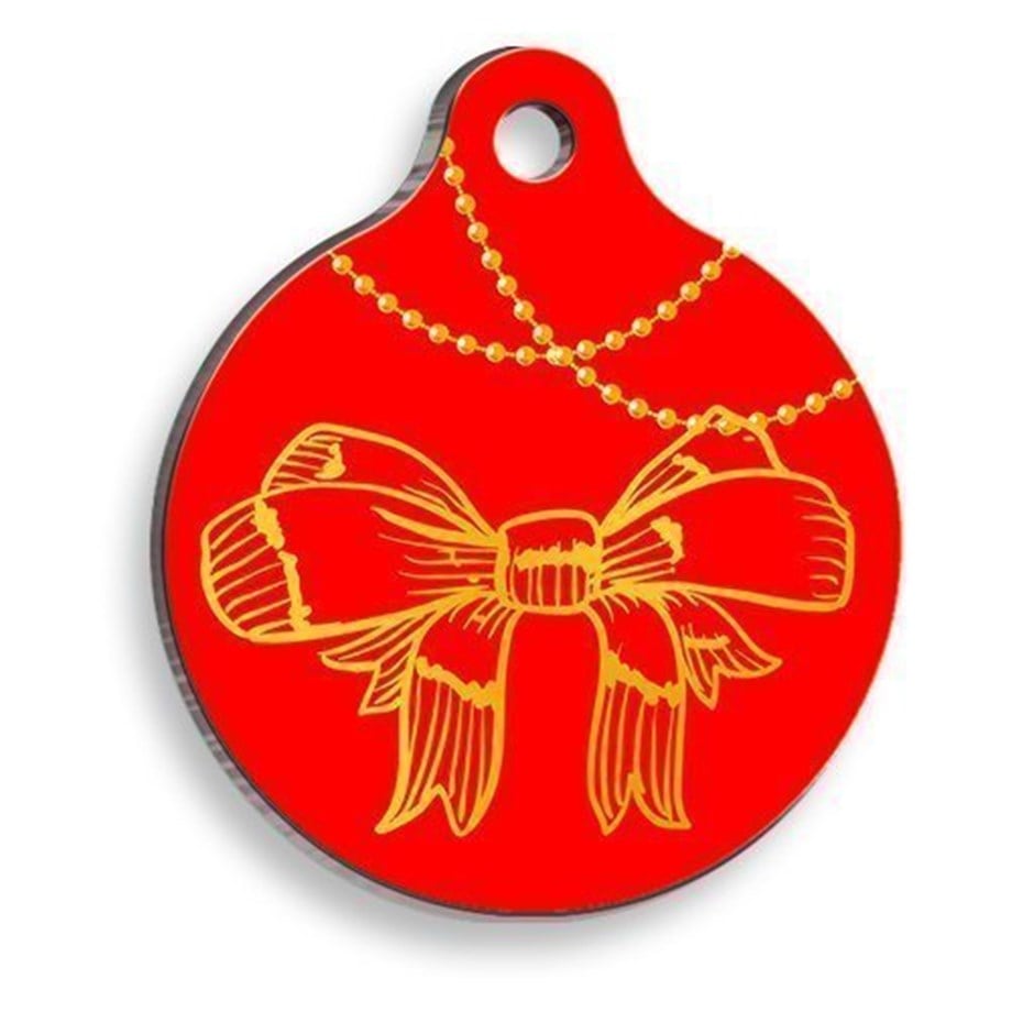 Christmas Series Red Gift Round Cat And Dog Tag