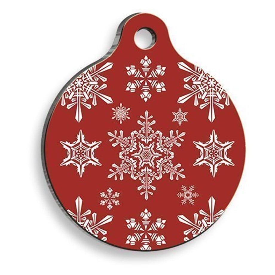 Christmas Series Snow Red Round Cat And Dog Tag
