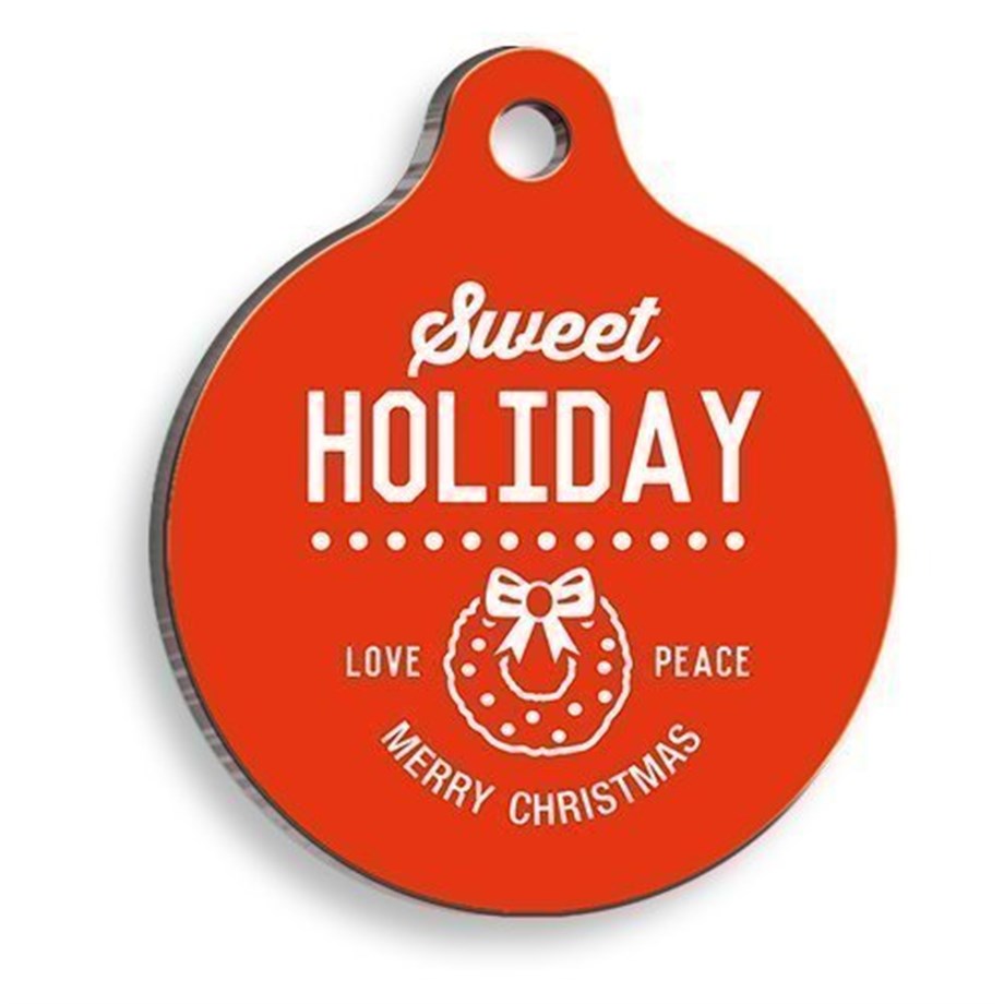 Christmas Series Sweet Holiday Round Cat And Dog Tag