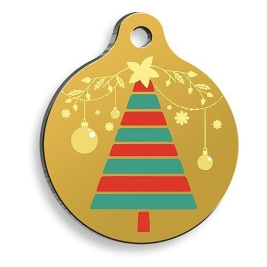 Christmas Series Triangle Tree Round Cat And Dog Tag