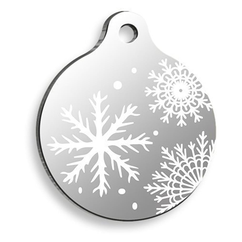 Christmas Series White Star Round Cat And Dog Tag