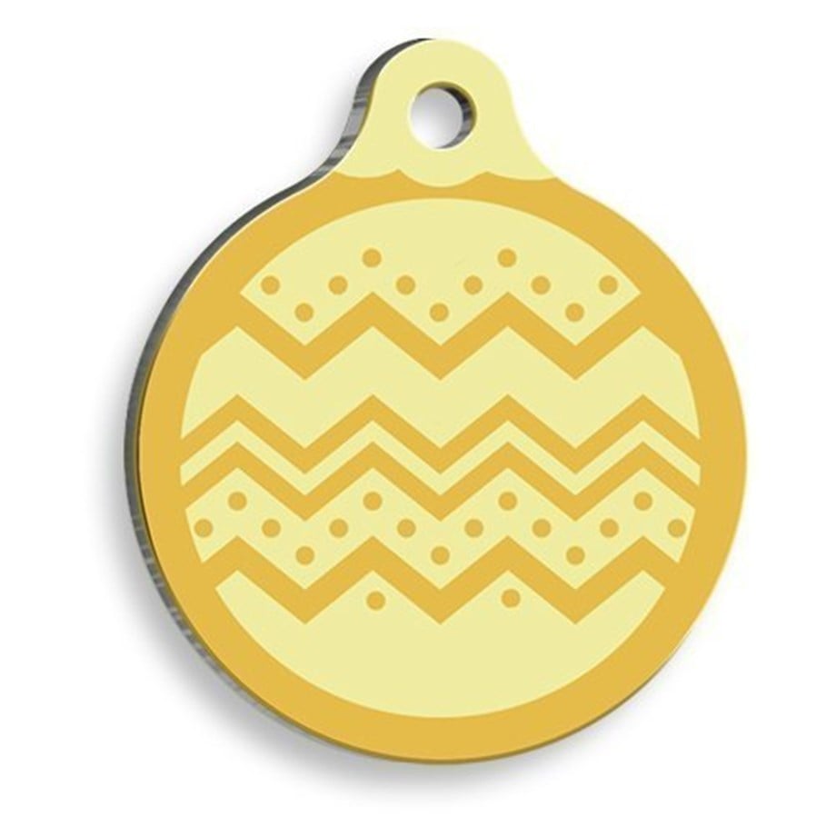 Christmas Series Yellow Garnish Round Cat And Dog Tag