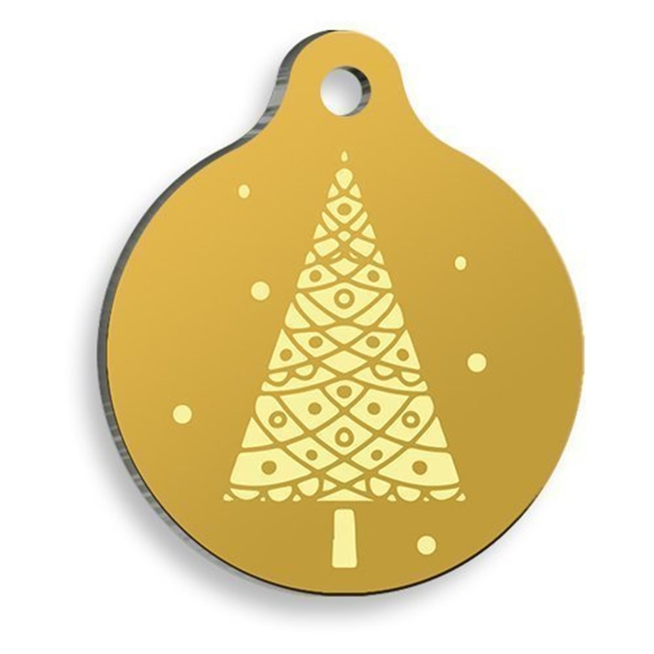 Christmas Series Yellow Tree Round Cat And Dog Tag