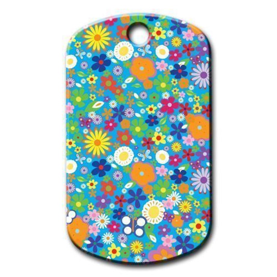 Flower Patterned Cat Dog Tag