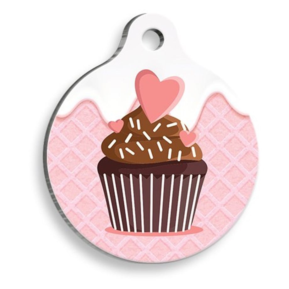 Chocolate Cupcake Round Shaped Cat And Dog Tag