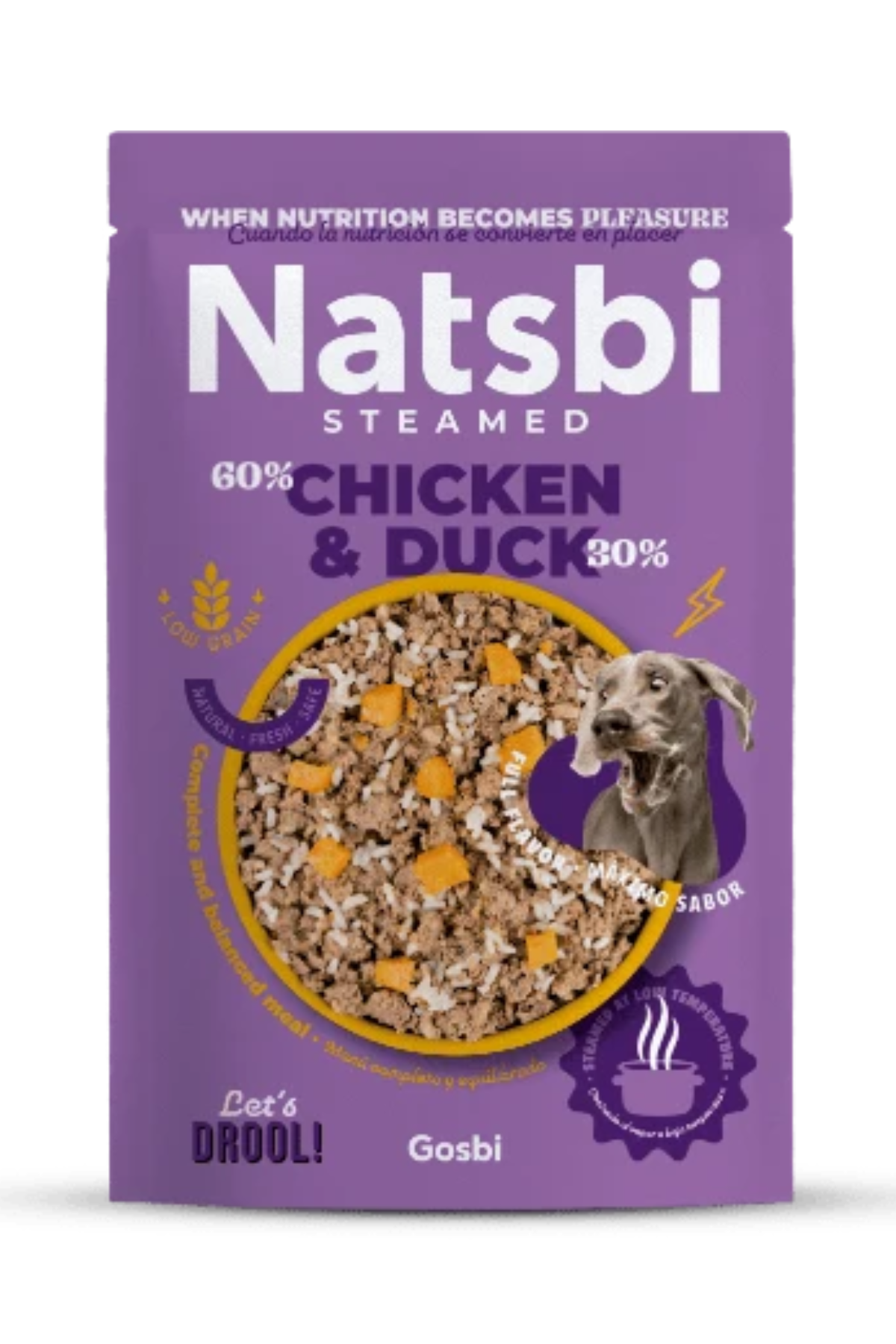 Gosbi Natsbi Buharda Pişirilmiş Tavuk & Ördekli Yaş Köpek Mama 200g