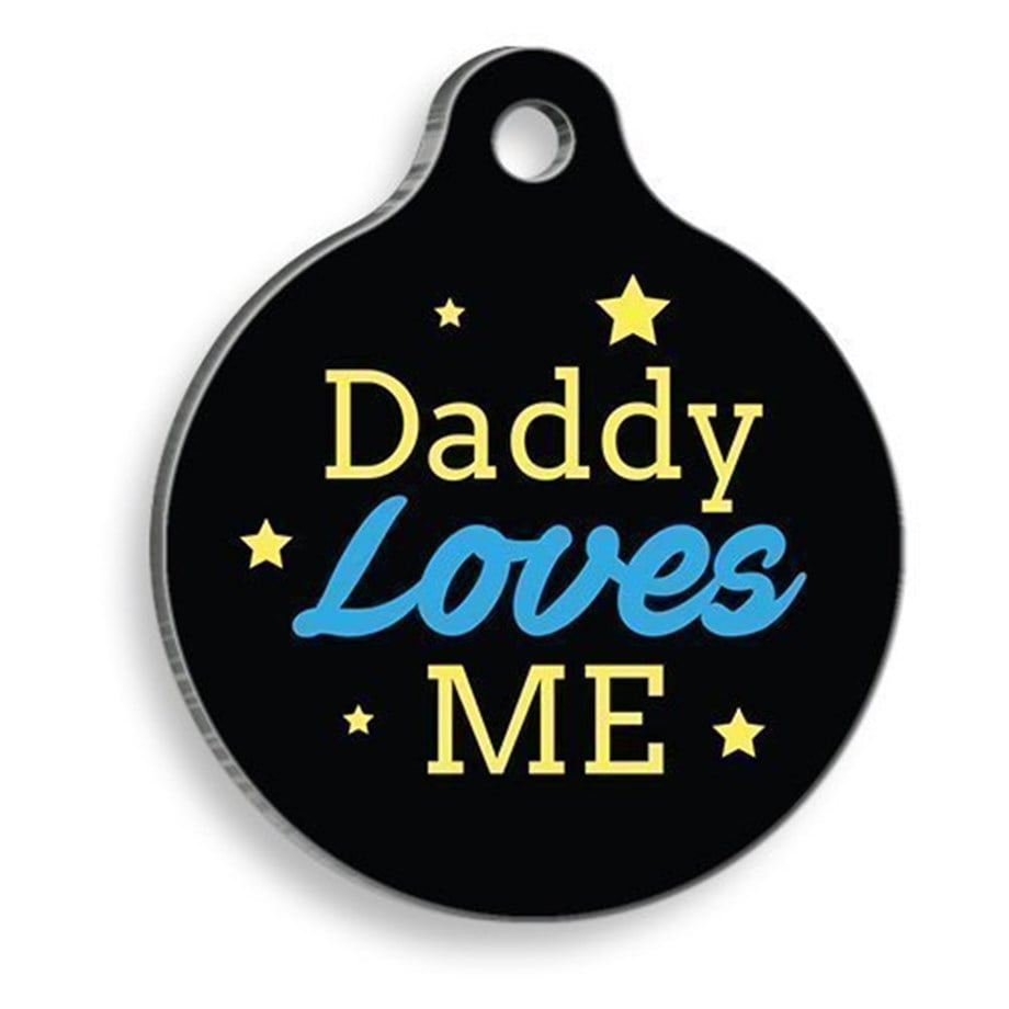 Daddy Black Round Cat And Dog Tag