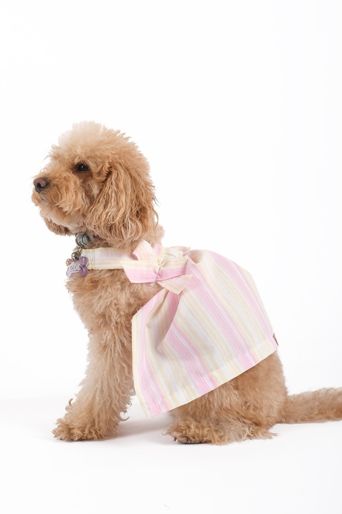 Doredog çift fiyonklu pembe sarı elbise