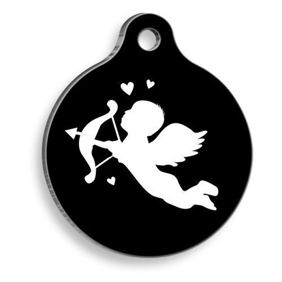 Eros Black Round Cat And Dog Tag