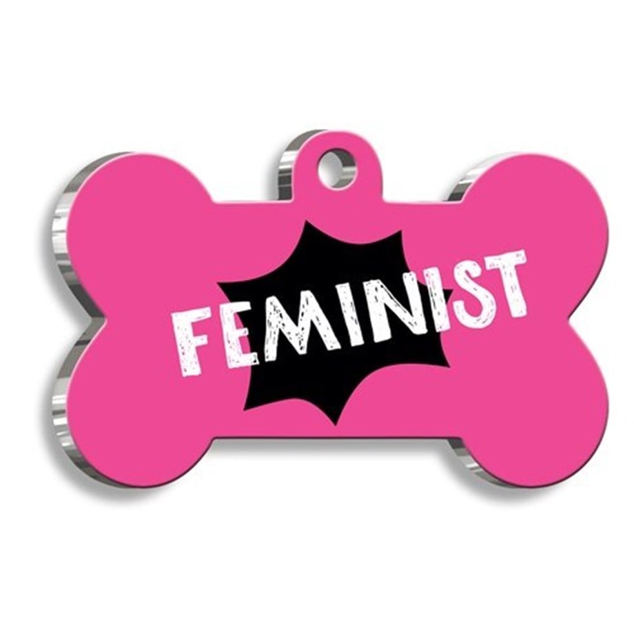 Feminist Bone Shaped Cat Dog Tag