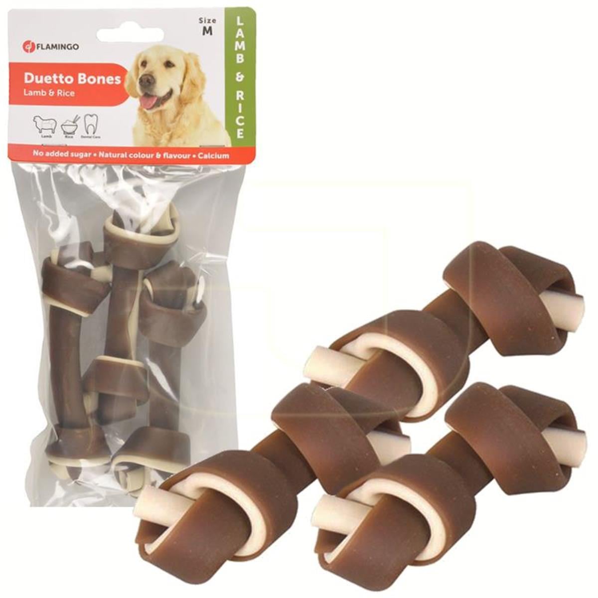 Flamingo Duetto Kuzu Ve Pirinçli Düğümlü Köpek Kemiği 120 gr Medium