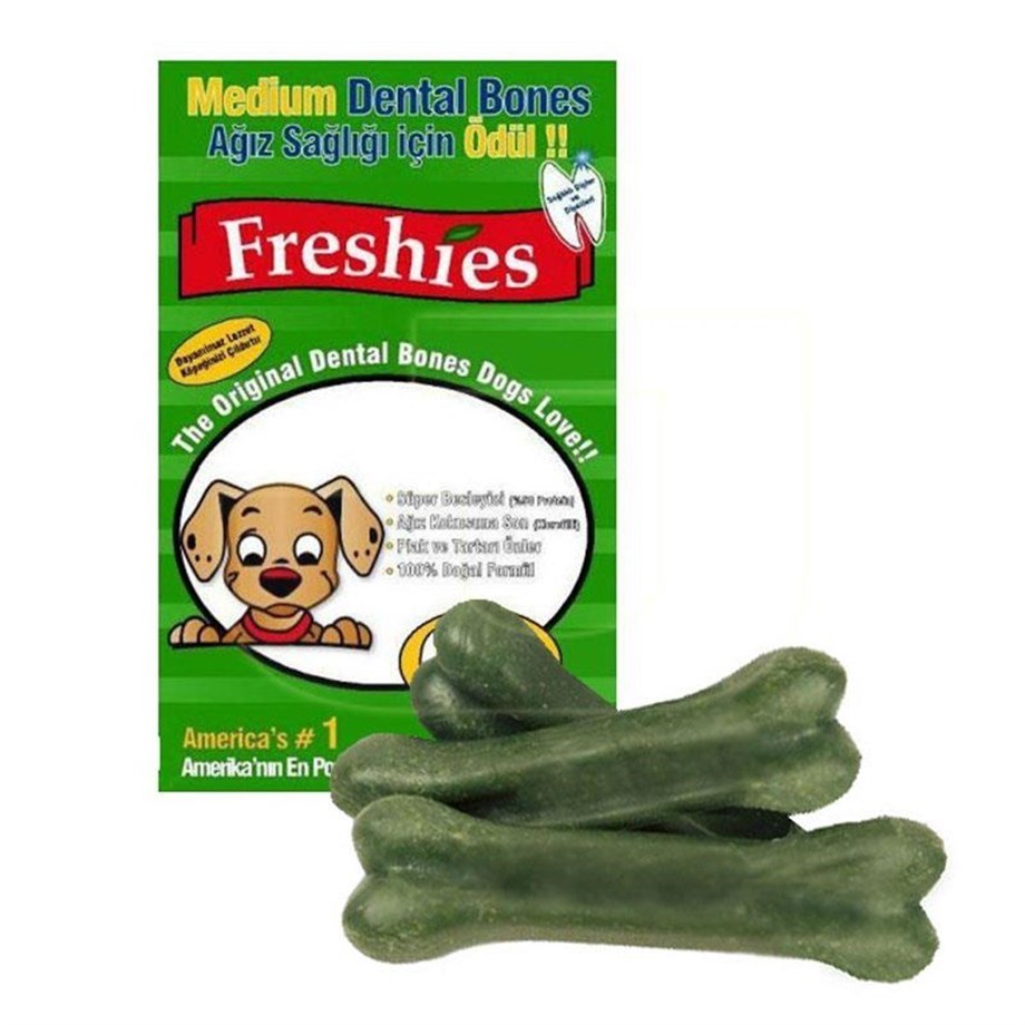Freshy Dental Bones Diş ve Diş Eti Sağlığını Koruyan Klorofilli Köpek Ödül Kemiği 6'lı 180 Gr