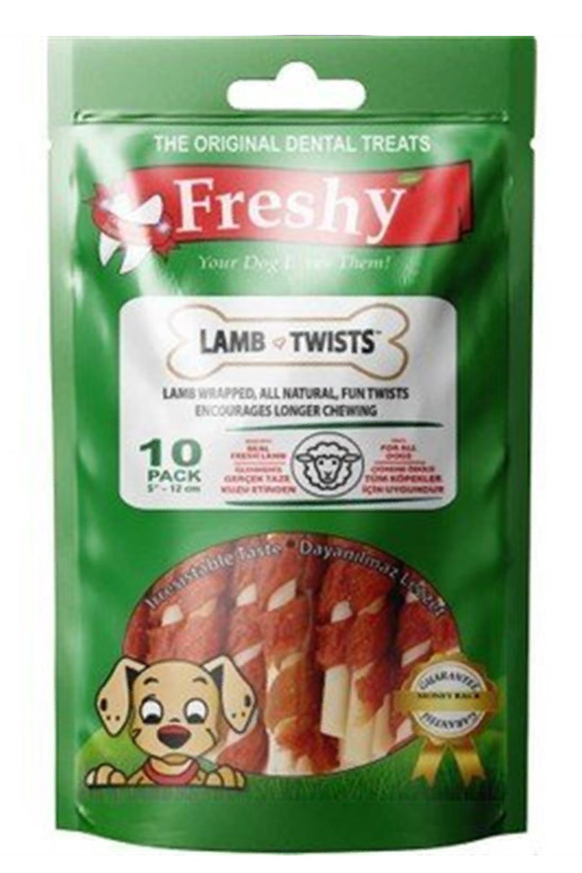 Freshy Lamb Twists Kuzu Etli Burgu Çubuk Köpek Kemik 10'lu 100gr