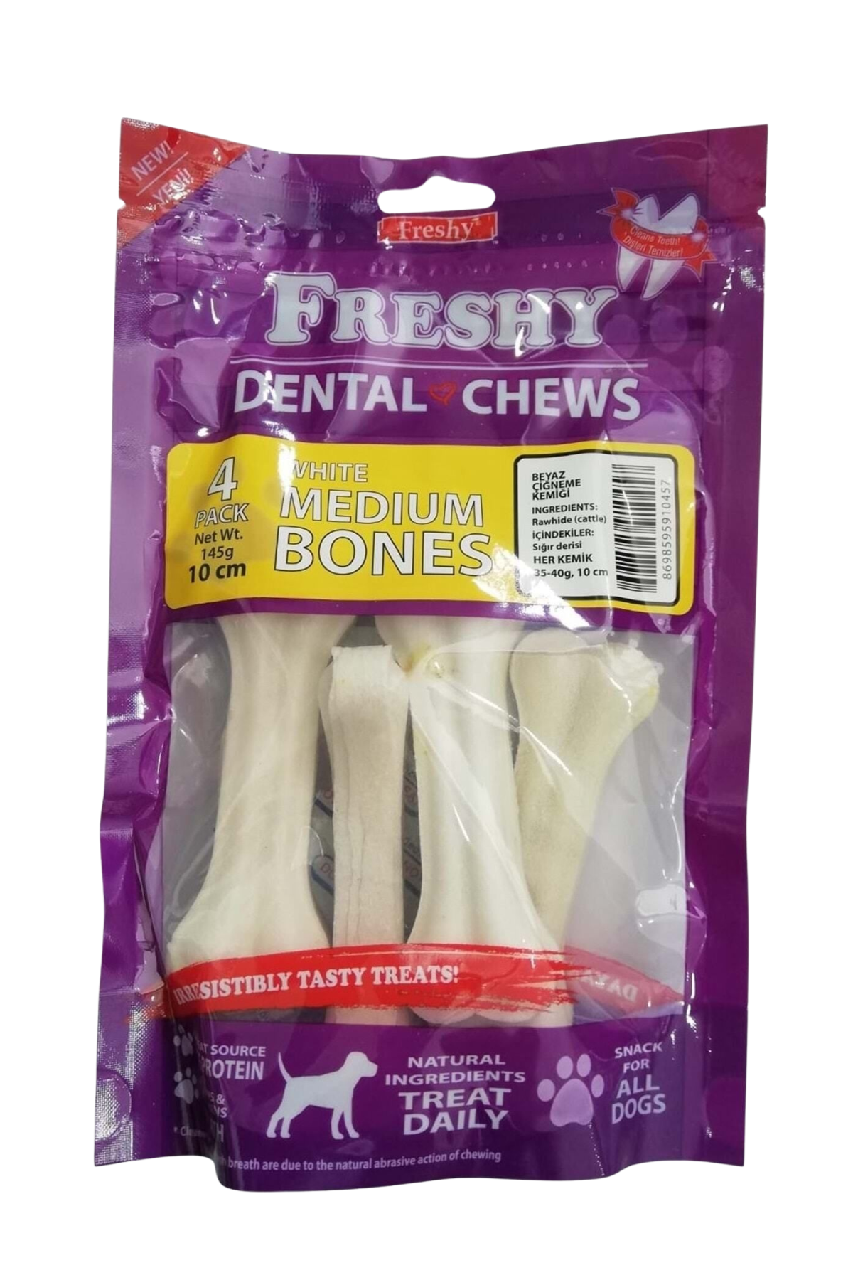 Freshy White Medium Bones 4lü