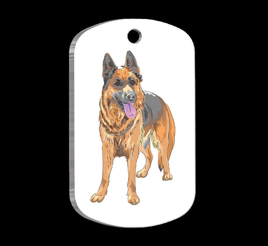 German Shepherd Illustrated Dog Tag