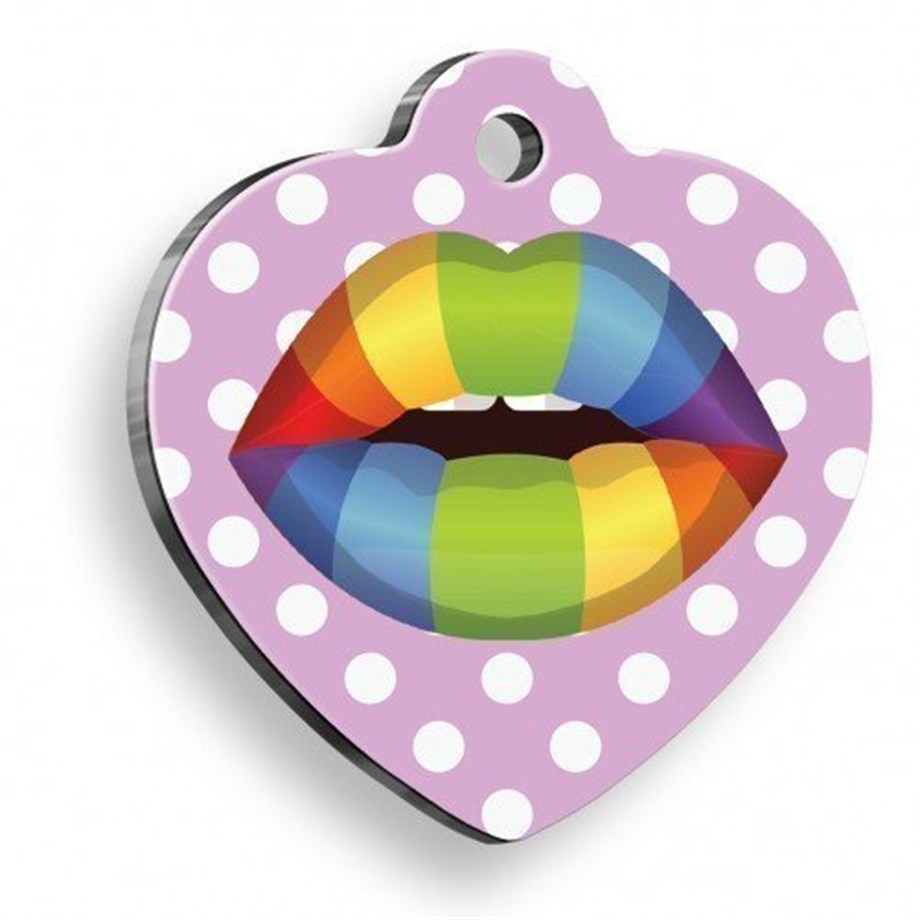 Rainbow Lip Heart Shaped Cat And Dog Tag