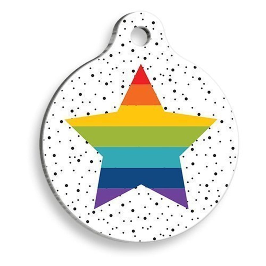 Rainbow Star Round Cat And Dog Tag