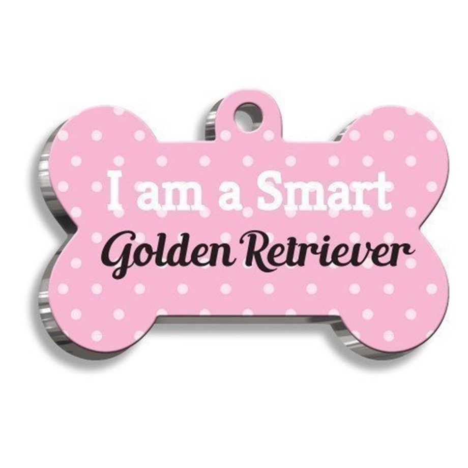 Golden Retriever Pink Bone Shaped Dog Tag