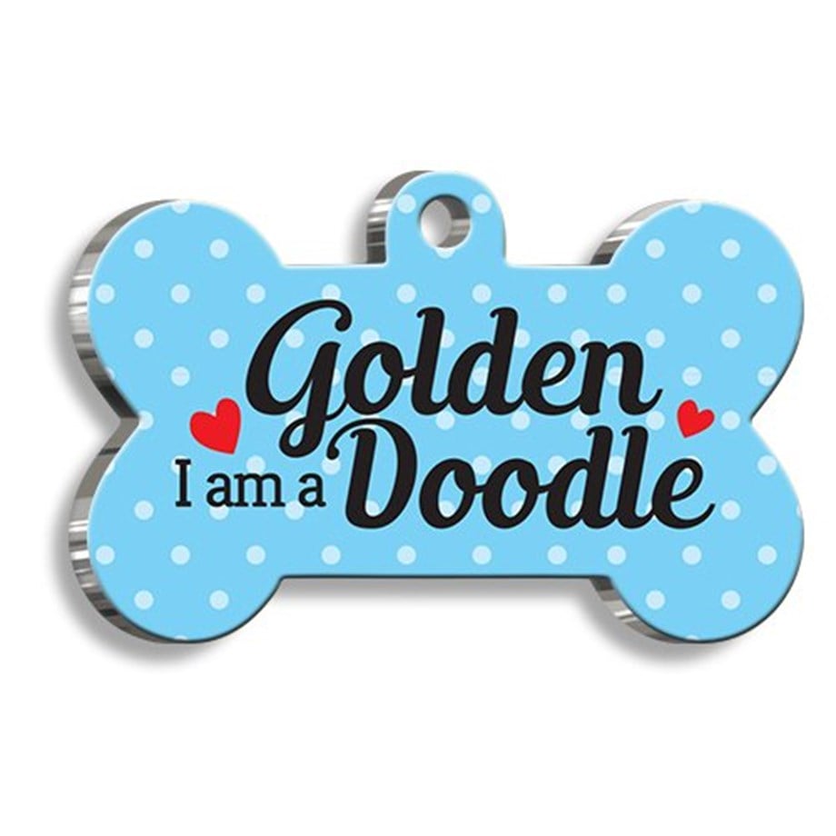 Goldendoodle Blue Bone Shaped Dog Tag