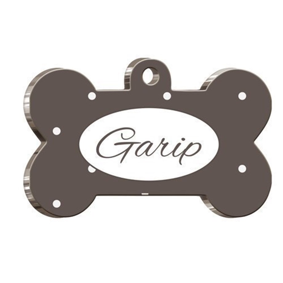 Gray-Black Bone Shaped Cat Dog Tag