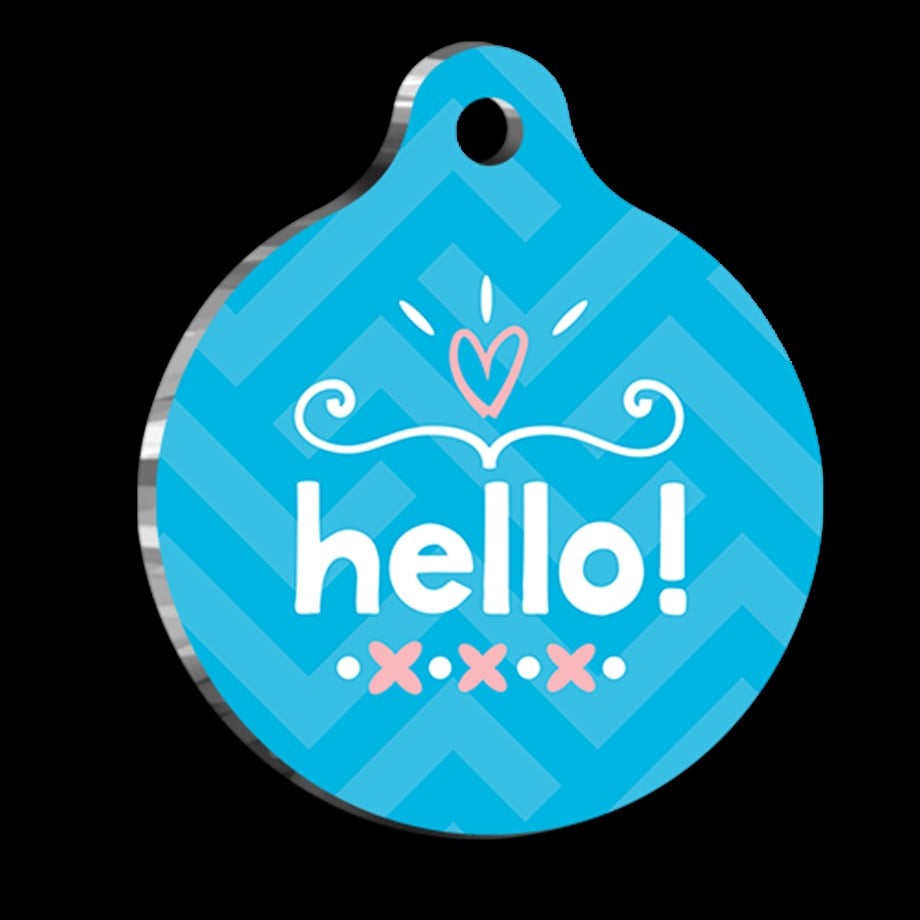 Hello Blue Cat Dog Tag