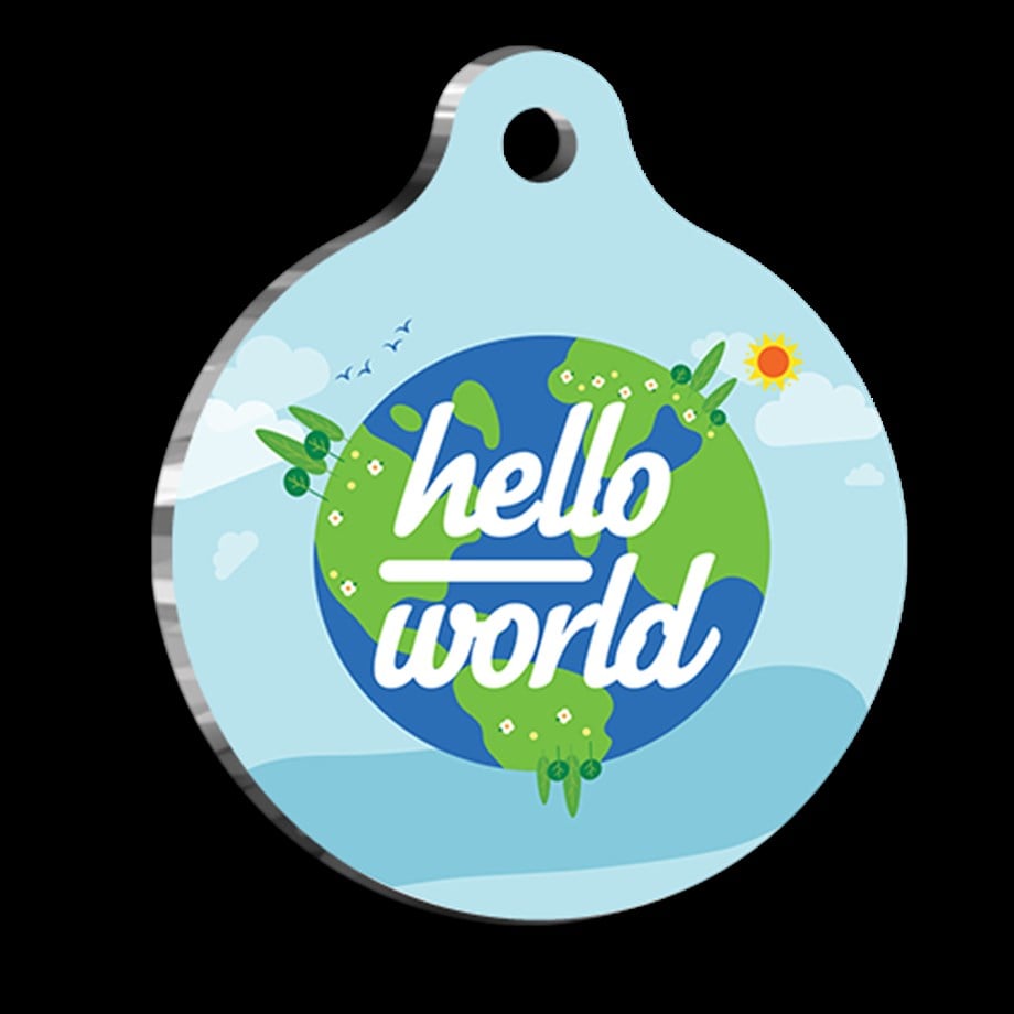 Hello World Cat Dog Tag