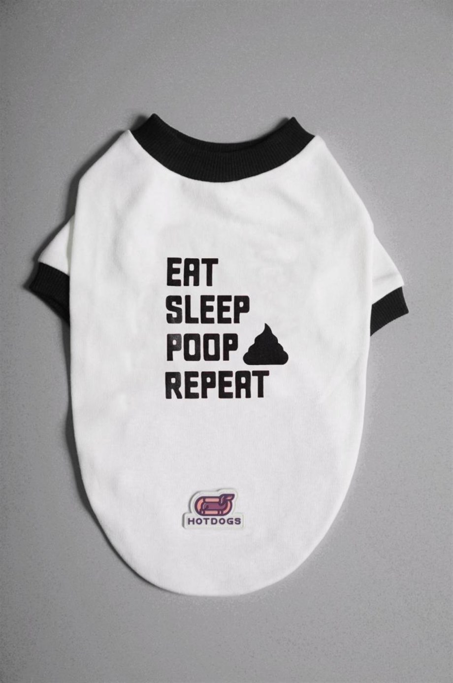 Hotdogs Eat Sleep Poop Repeat White Köpek T-Shirt