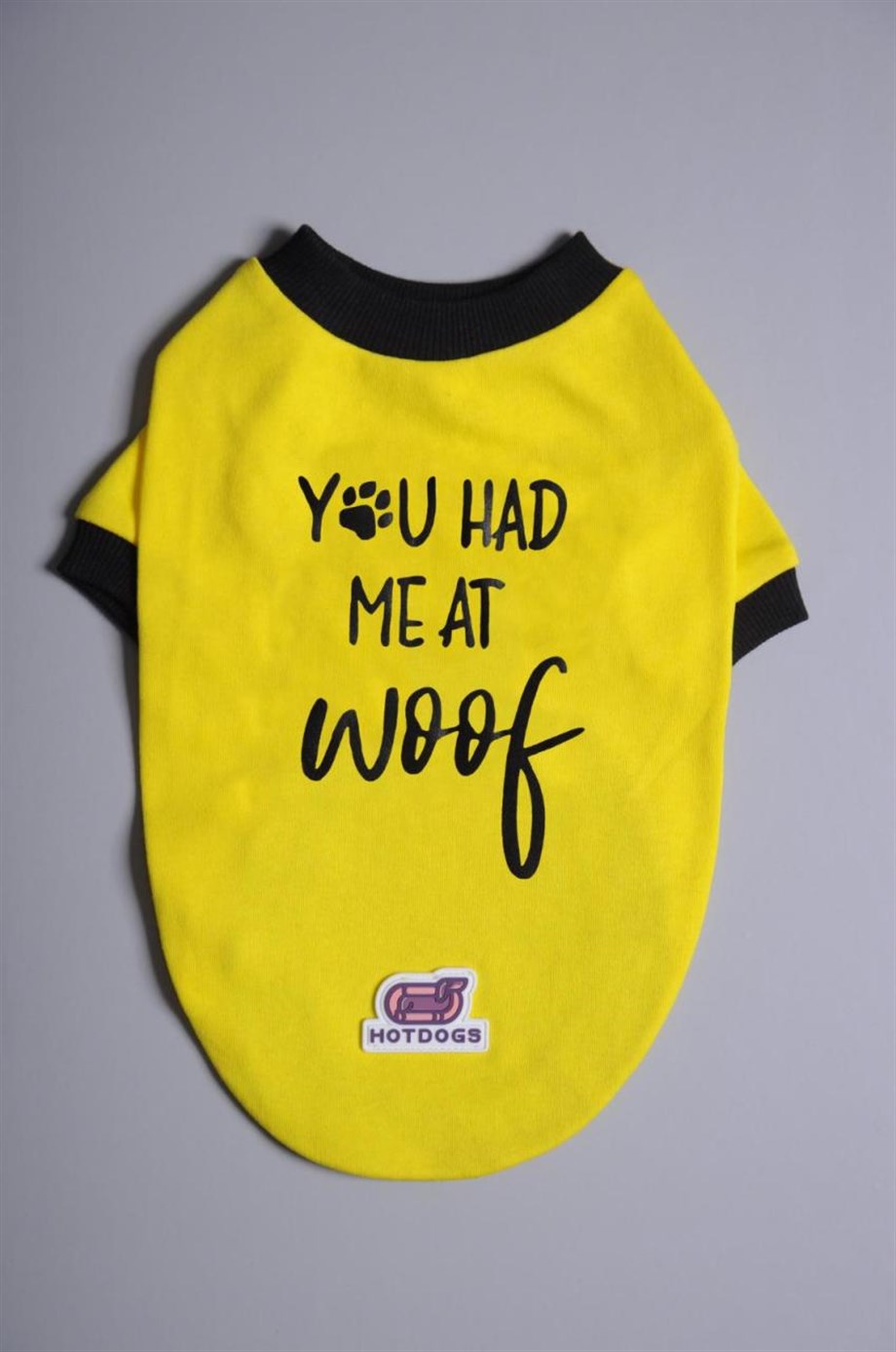 Hotdogs You Had Me At Woof Yellow Köpek T-Shirt