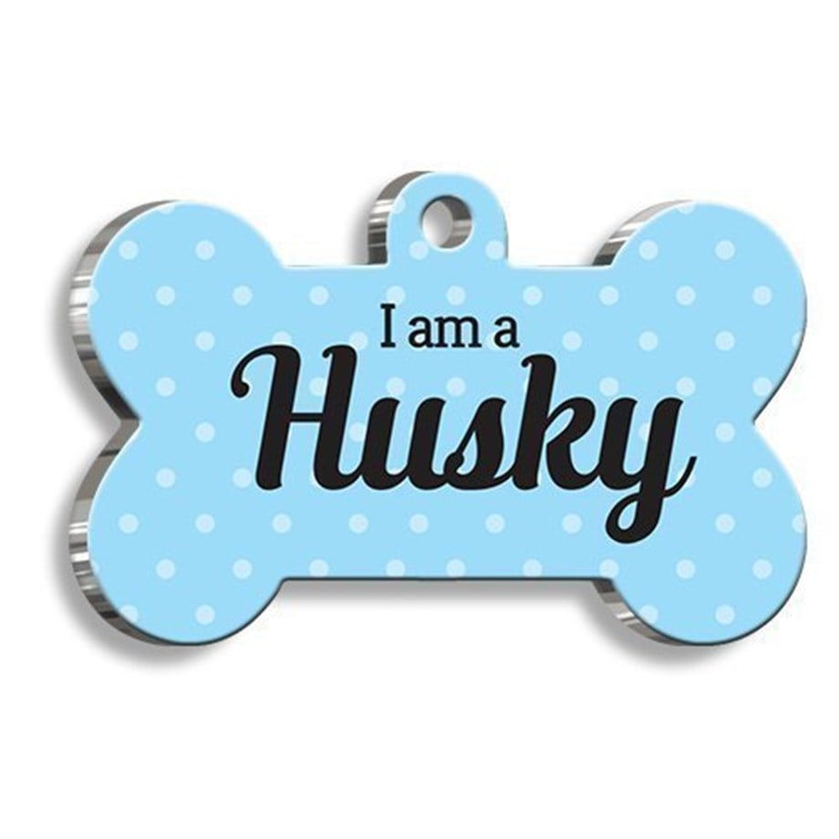 Husky Blue Bone Shaped Dog Tag