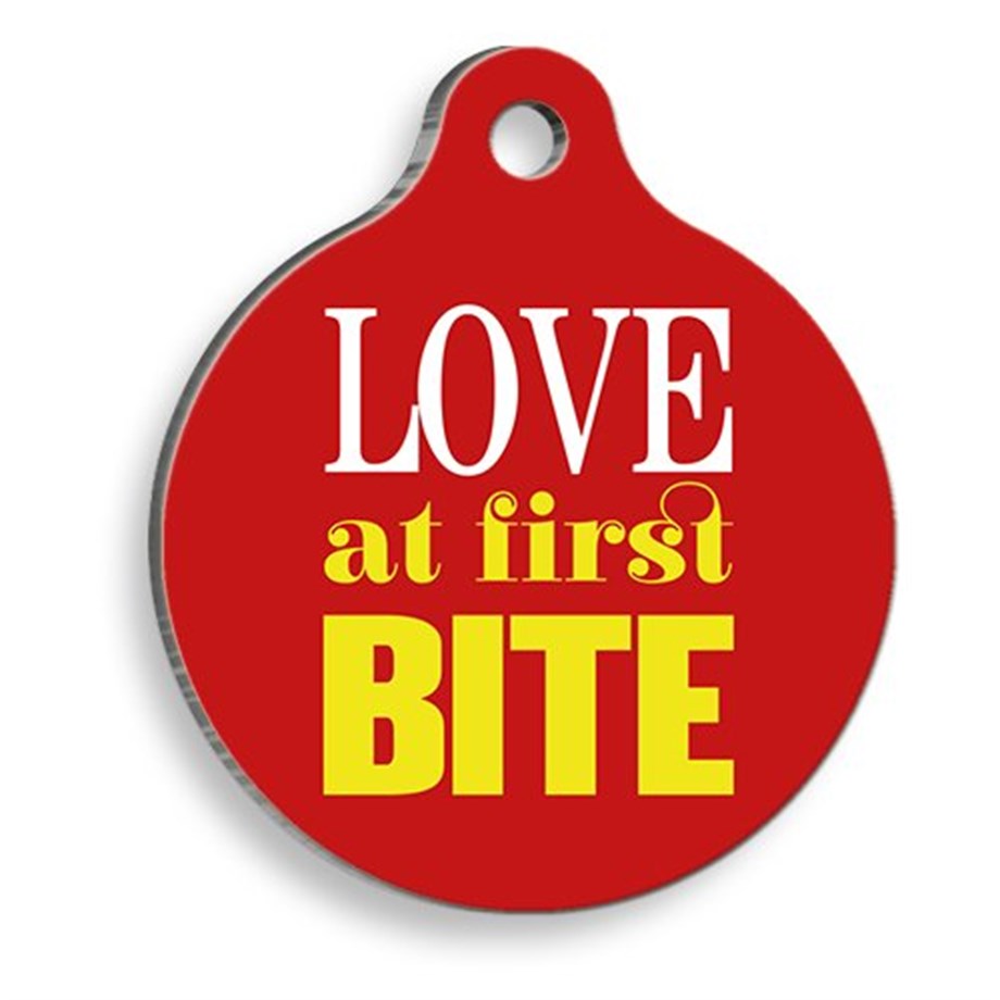 Love In The First Bite Round Cat And Dog Tag