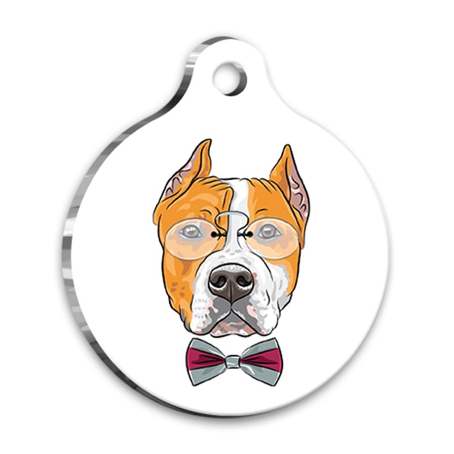 Illustration American Staffordshire Terrier Round Dog Tag