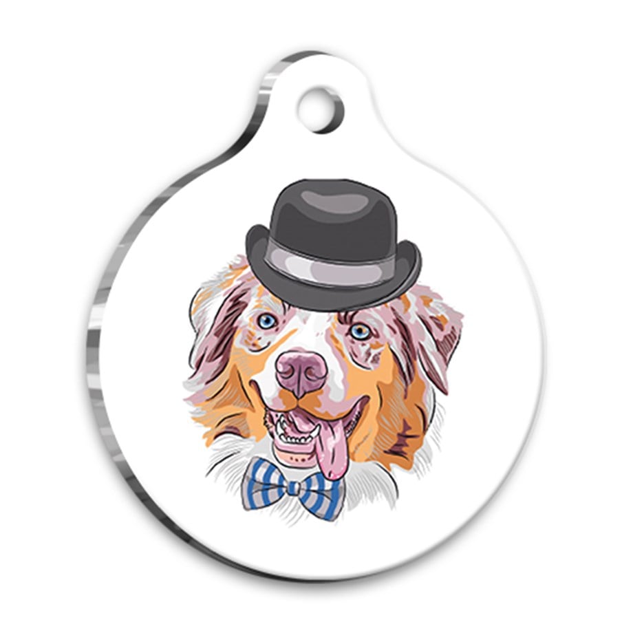 Illustration Australian Shepherd Round Dog Tag