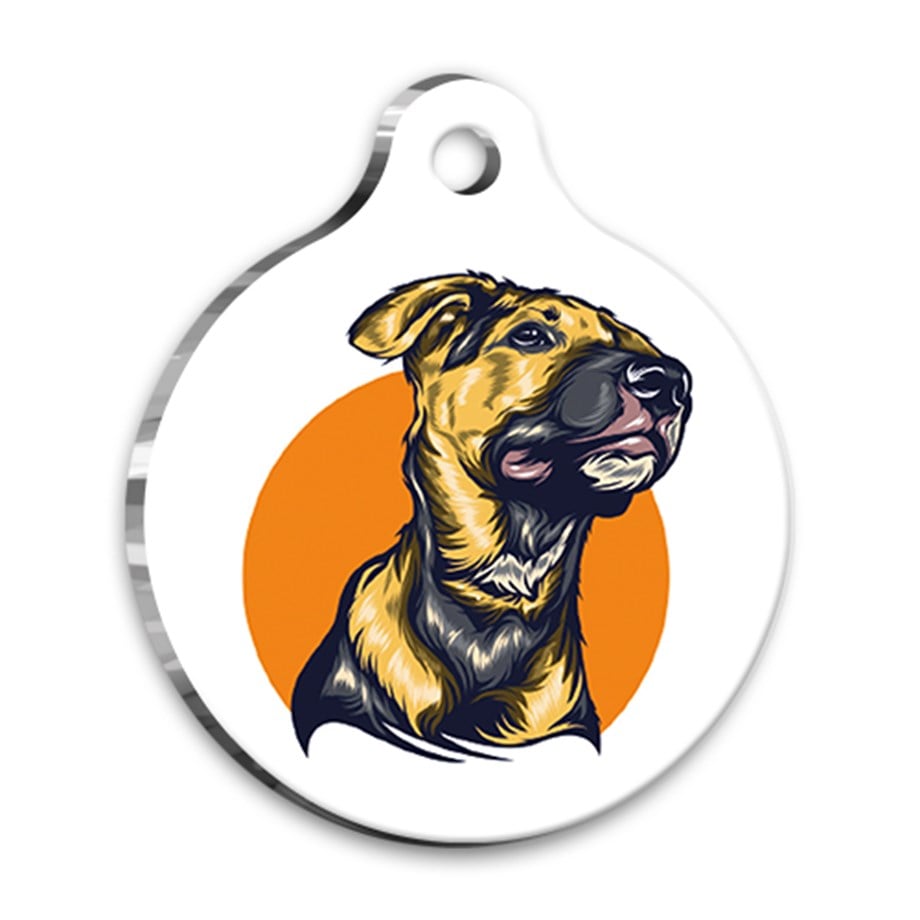 Illustration Fox Terrier Round Dog Tag
