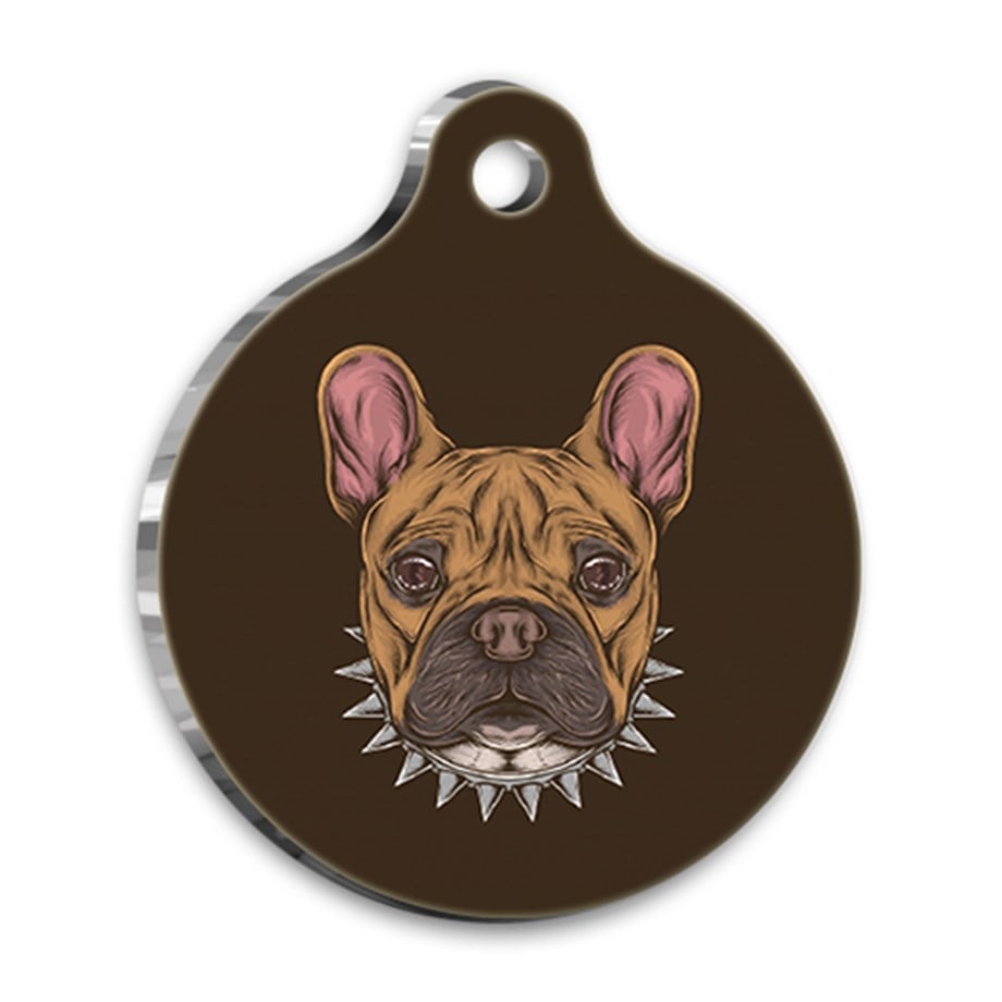 Illustration French Bulldog Round Dog Tag
