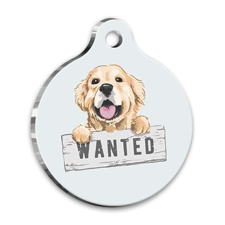 Illustration Golden Retriever 3 Round Dog Tags