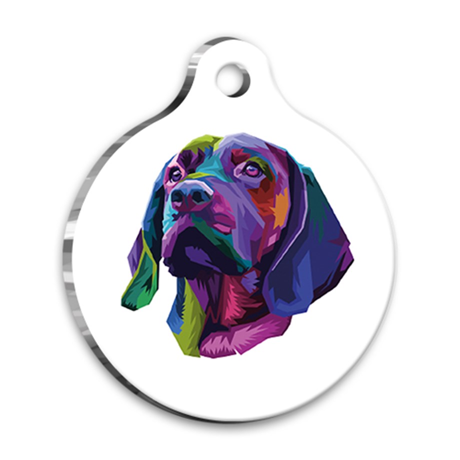 Illustration Labrador Retriever Round Dog Tag