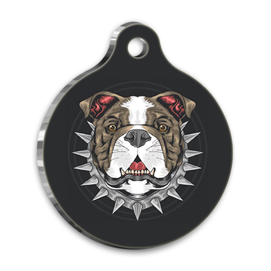 Illustration Pitbull Round Dog Tag