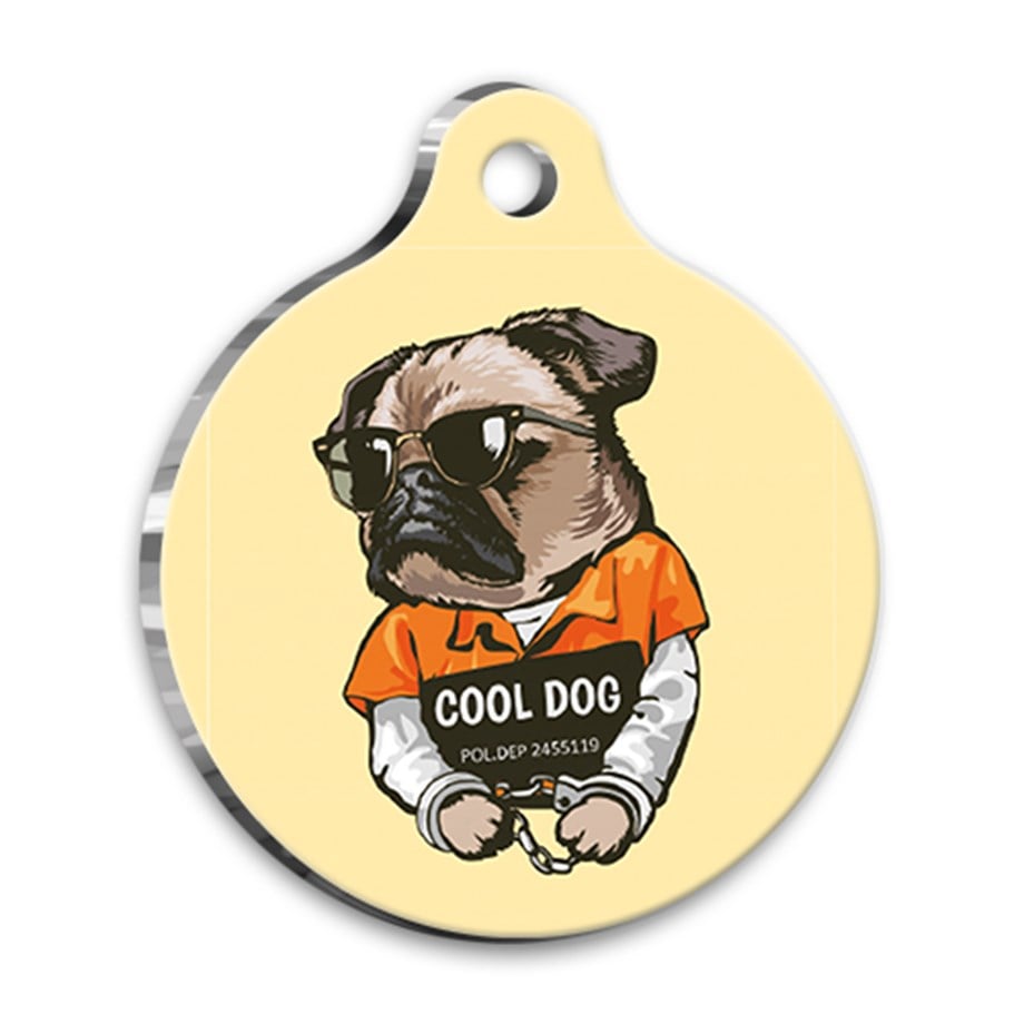 Illustration Pug Round Dog Tag