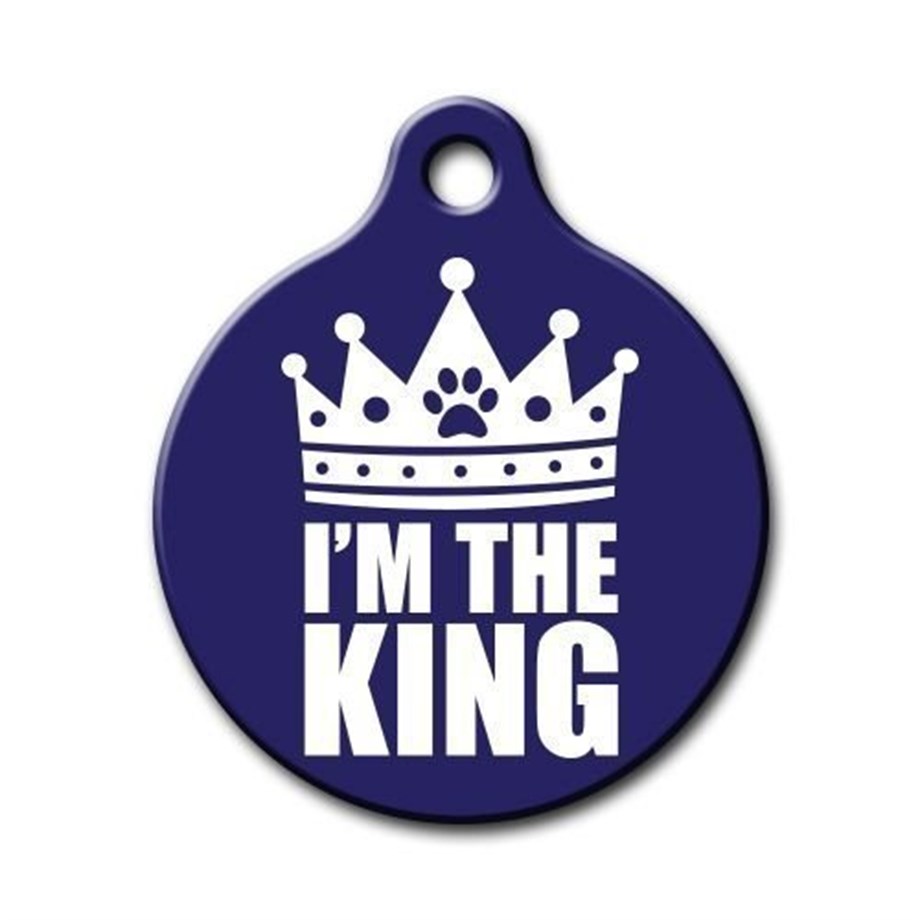 I'M The King Patterned Round Cat Dog Tag