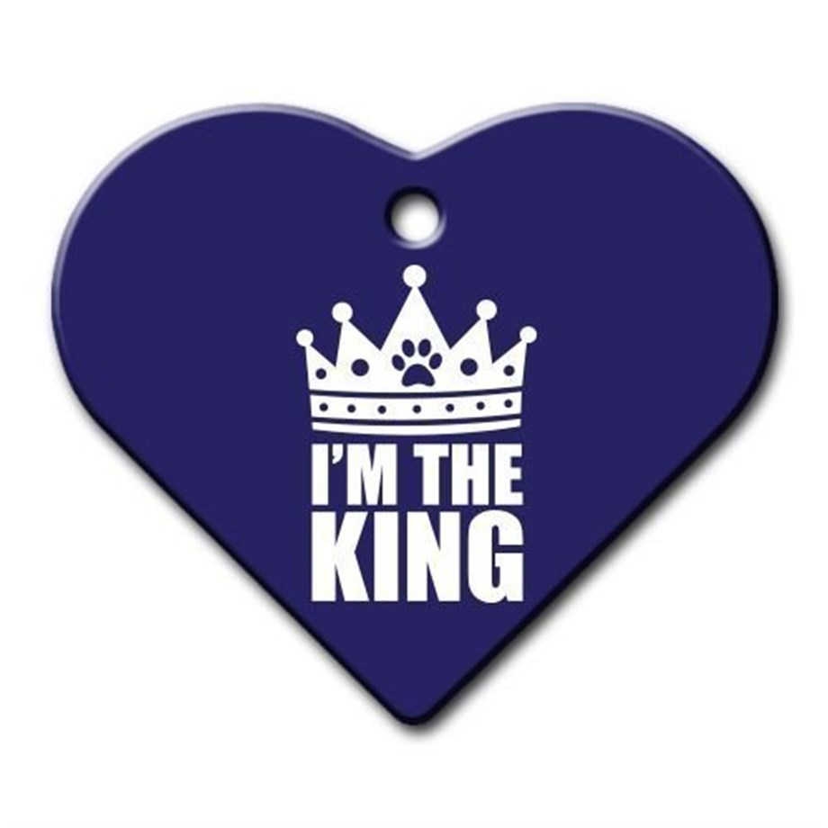 I'M The King Wide Heart Cat Dog Tag