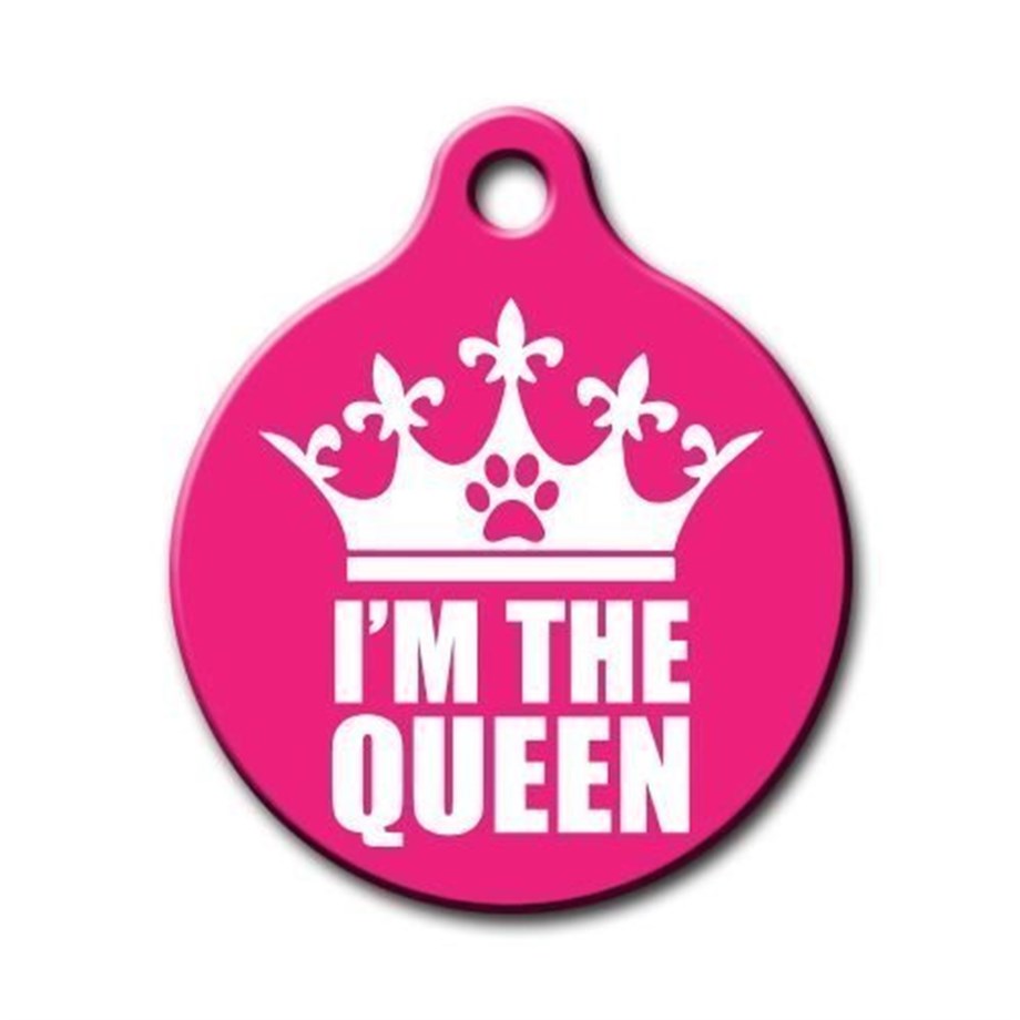 I'M The Queen Patterned Round Cat Dog Tag