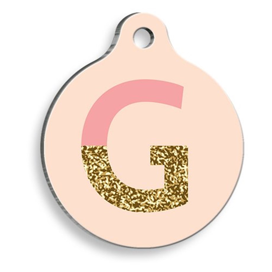 Sparkling Letter Round Cat And Dog Tag