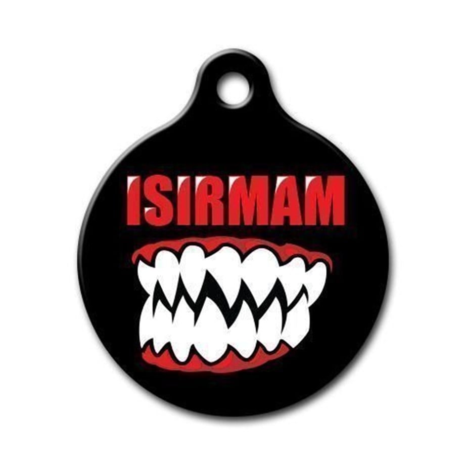 I Don'T Bite Round Cat Dog Tag With A Tooth Pattern