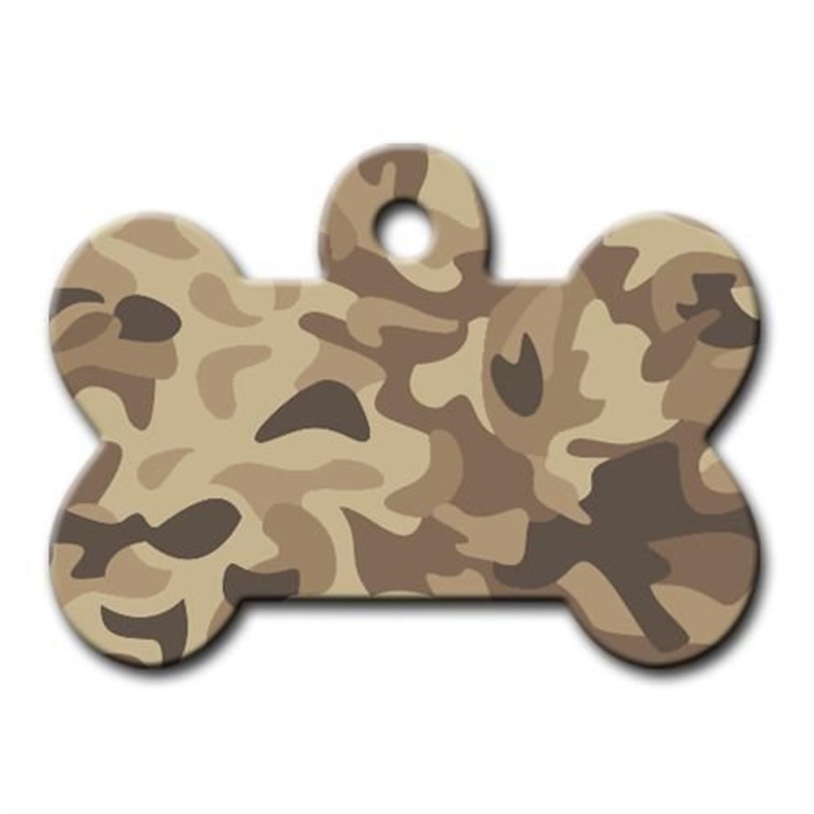 Brown Camouflage Patterned Cat Dog Tag