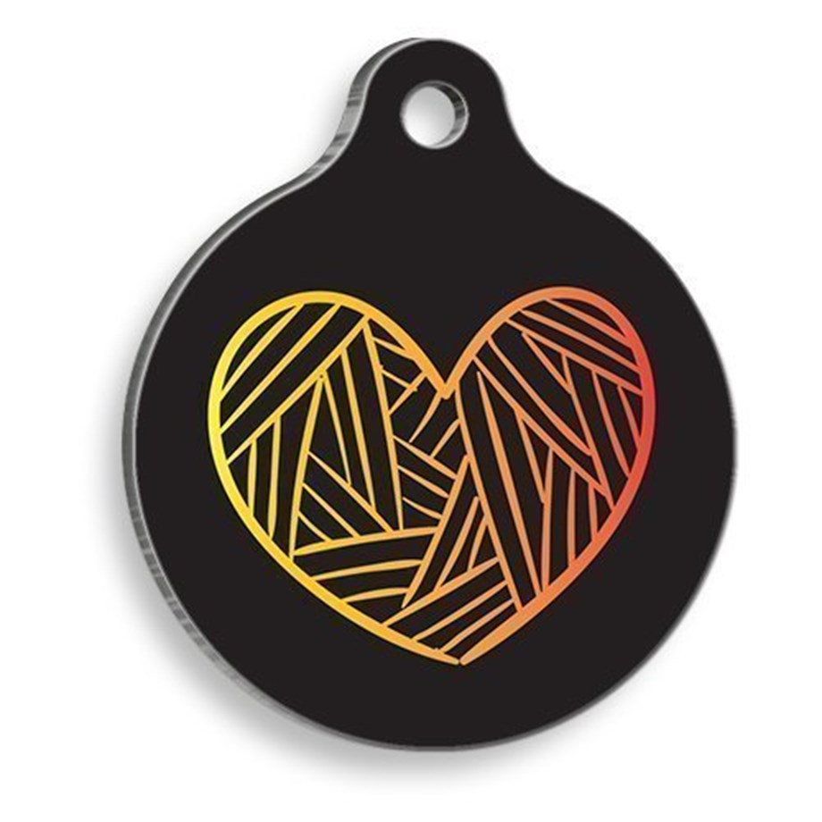 Heart Drawing Round Cat And Dog Tag