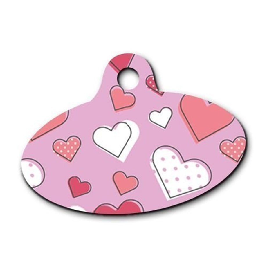 Heart Patterned Ellipse Cat Dog Tag