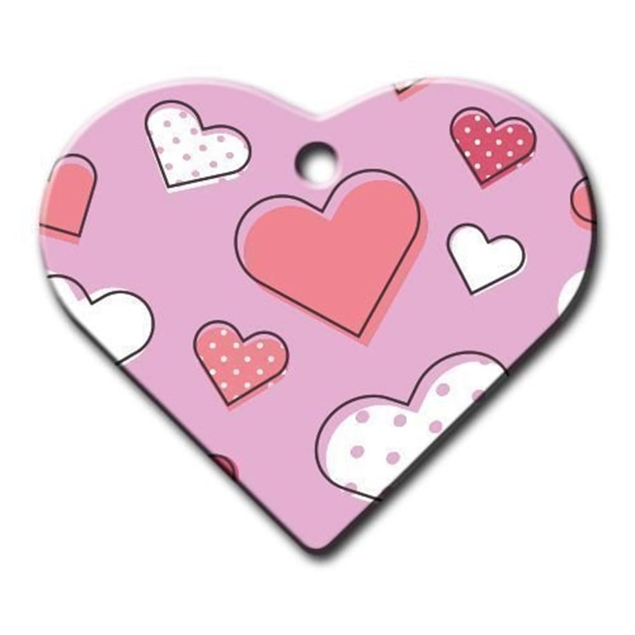 Wide Heart Patterned Heart Cat Dog Tag