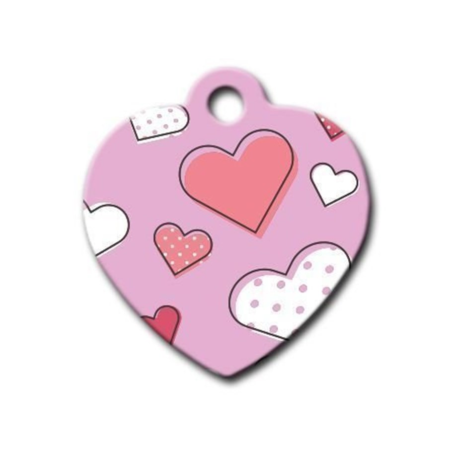 Heart Patterned Heart Cat Dog Tag